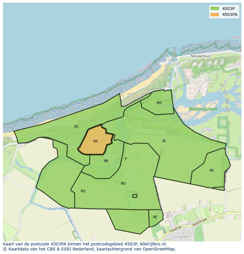 Afbeelding van het postcodegebied 4503 PA op de kaart.