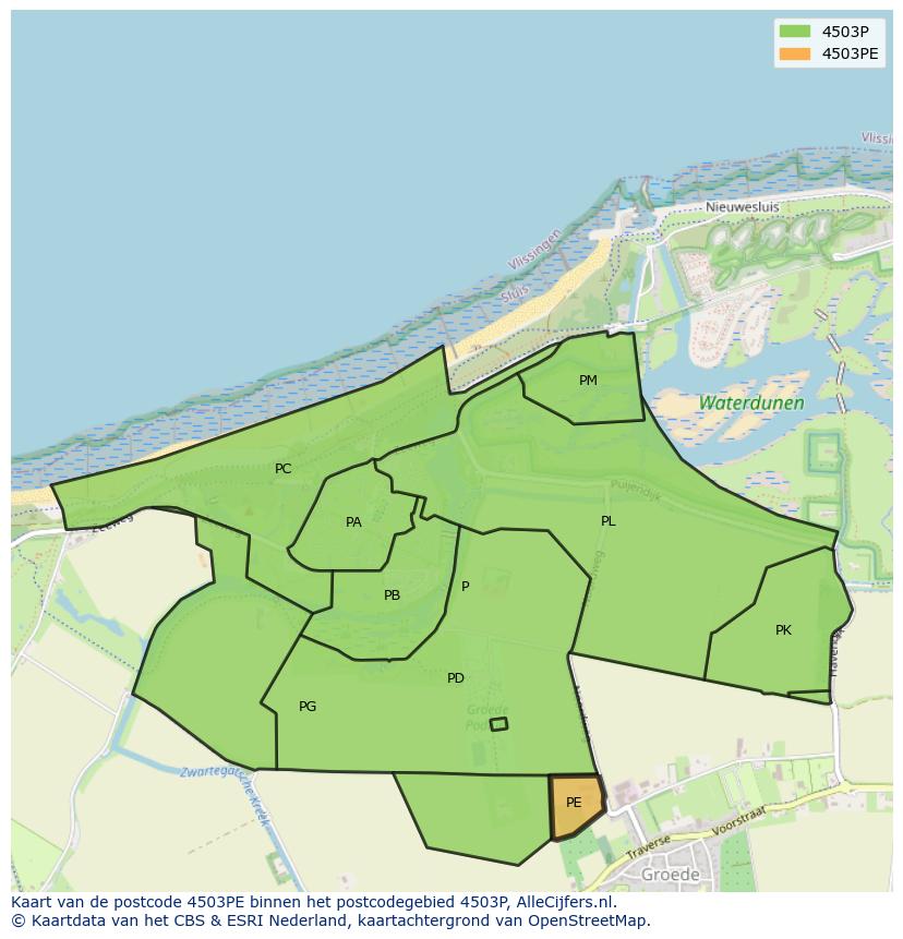 Afbeelding van het postcodegebied 4503 PE op de kaart.