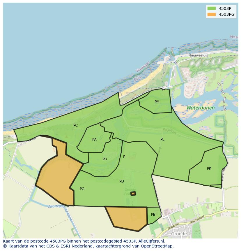 Afbeelding van het postcodegebied 4503 PG op de kaart.