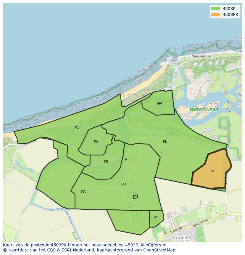 Afbeelding van het postcodegebied 4503 PK op de kaart.