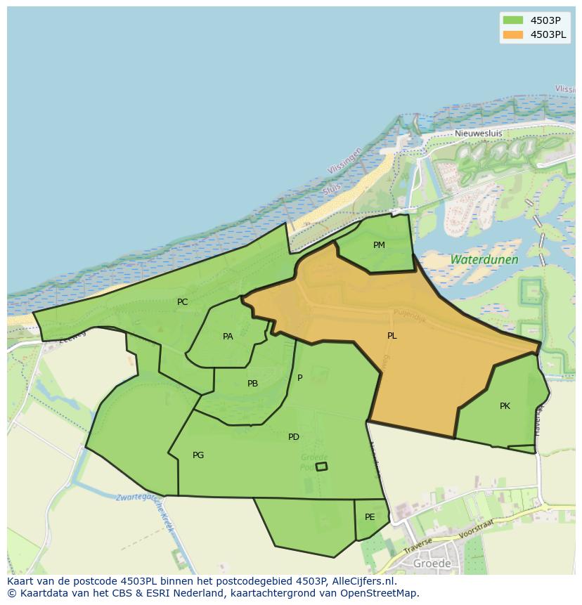 Afbeelding van het postcodegebied 4503 PL op de kaart.