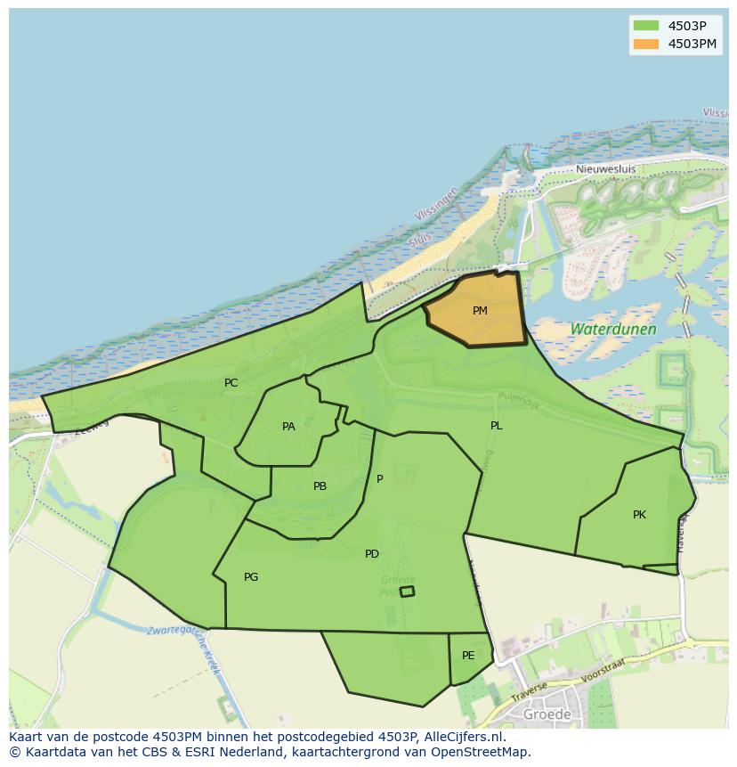 Afbeelding van het postcodegebied 4503 PM op de kaart.