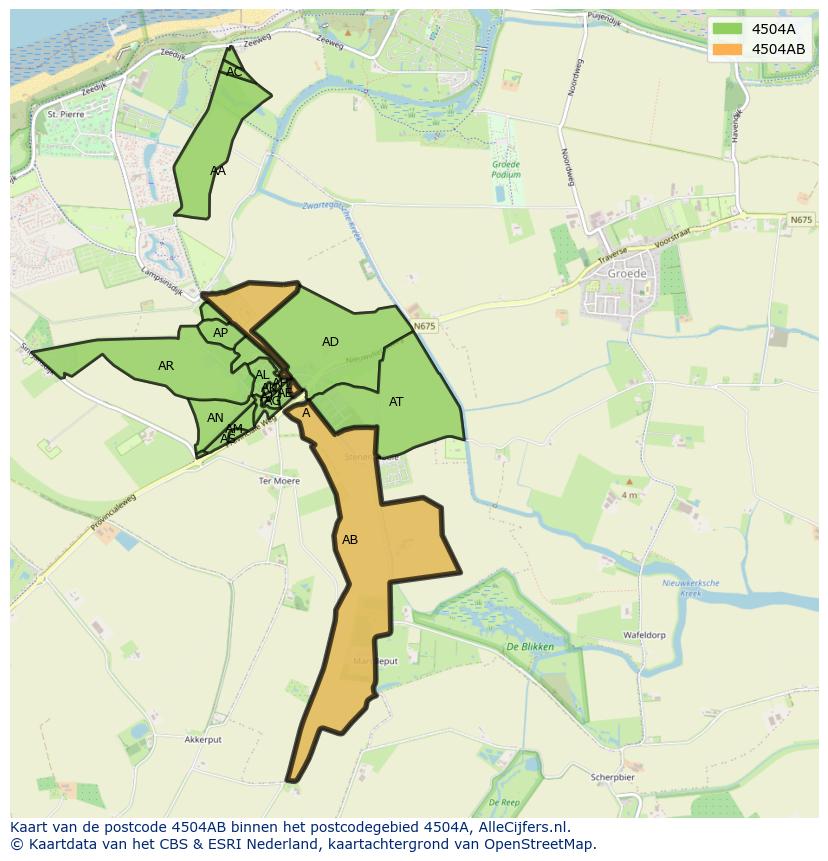 Afbeelding van het postcodegebied 4504 AB op de kaart.