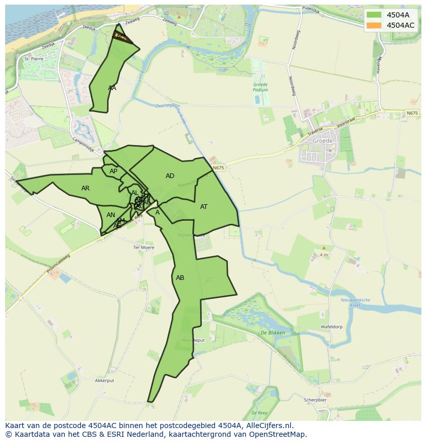 Afbeelding van het postcodegebied 4504 AC op de kaart.