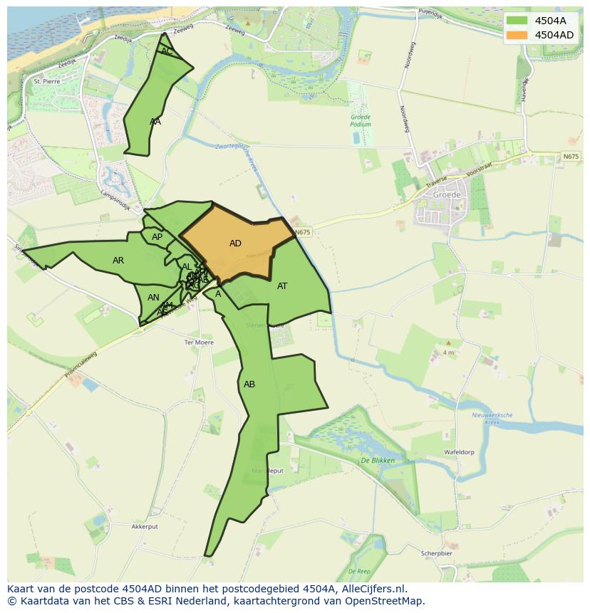 Afbeelding van het postcodegebied 4504 AD op de kaart.