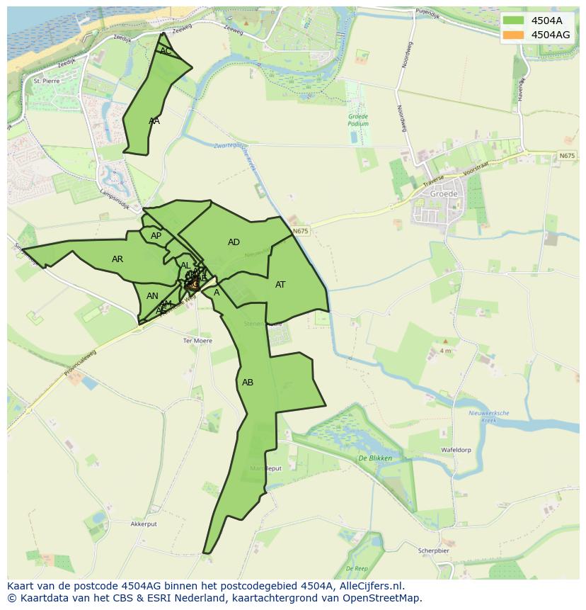 Afbeelding van het postcodegebied 4504 AG op de kaart.