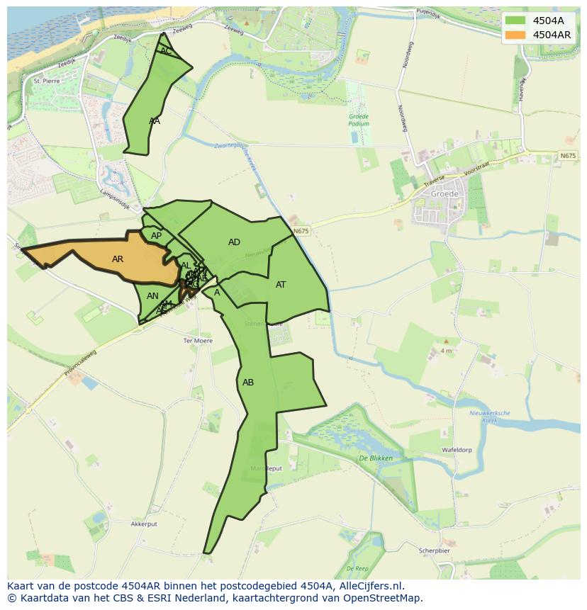 Afbeelding van het postcodegebied 4504 AR op de kaart.