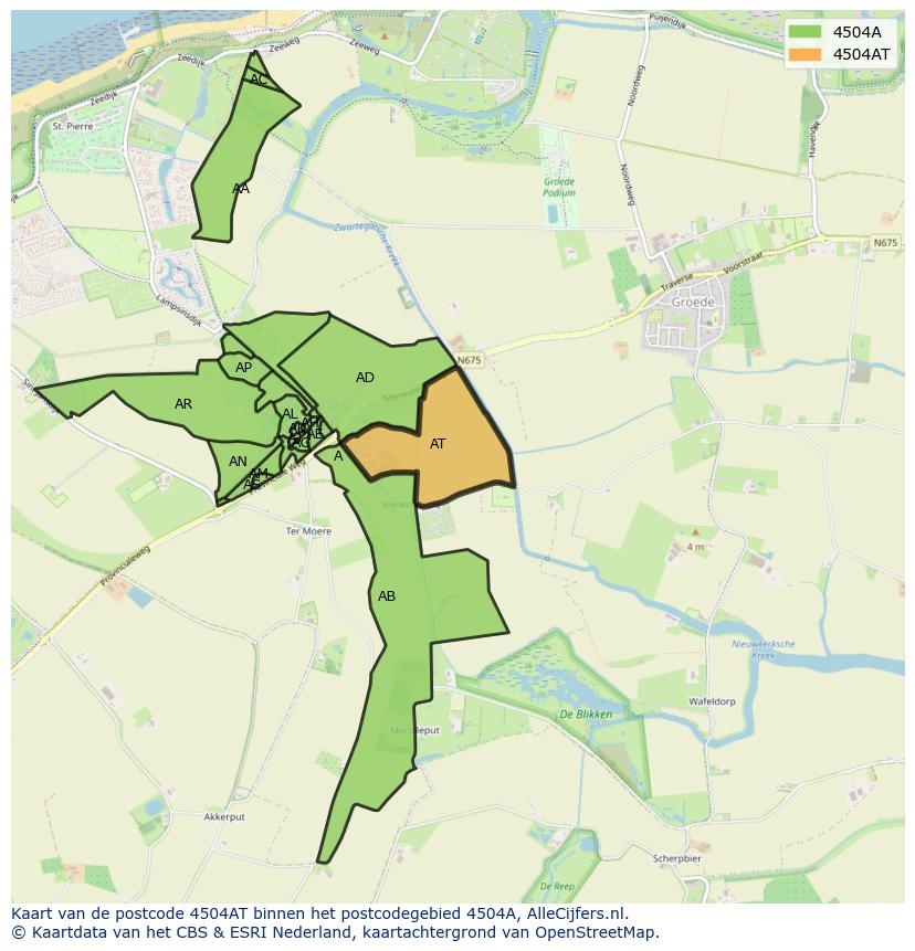 Afbeelding van het postcodegebied 4504 AT op de kaart.