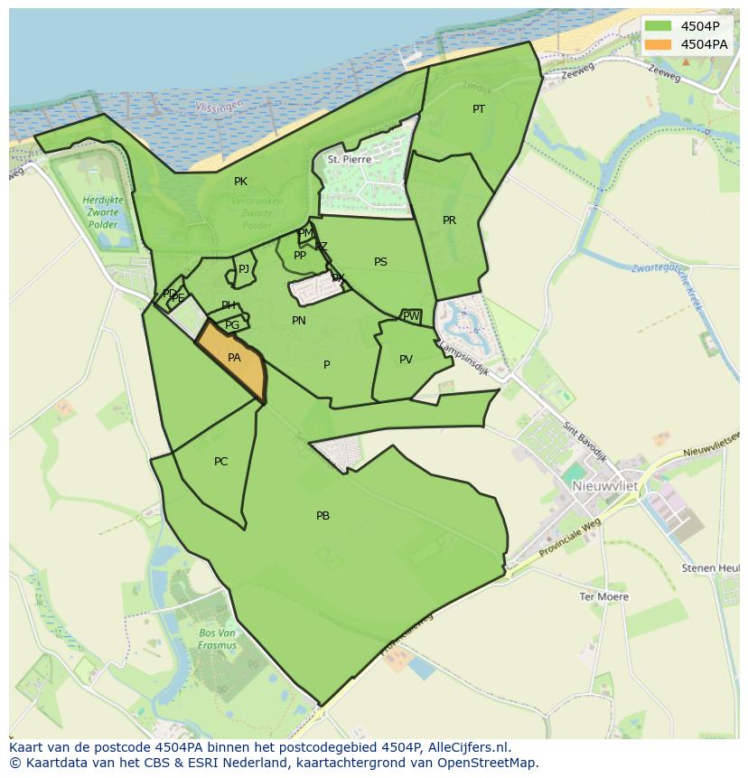 Afbeelding van het postcodegebied 4504 PA op de kaart.