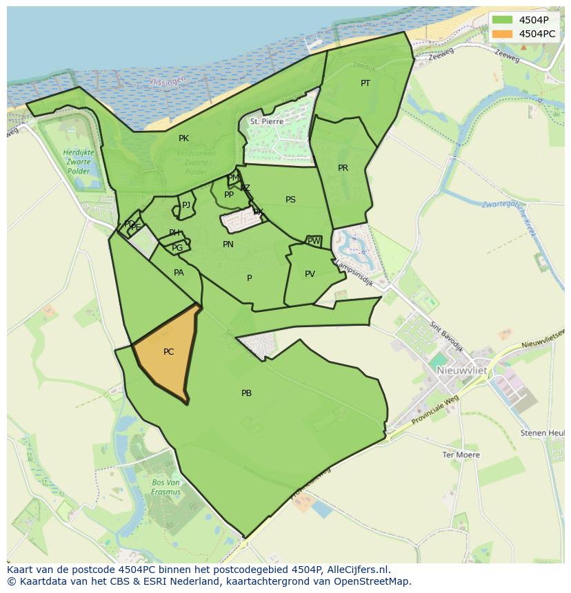 Afbeelding van het postcodegebied 4504 PC op de kaart.