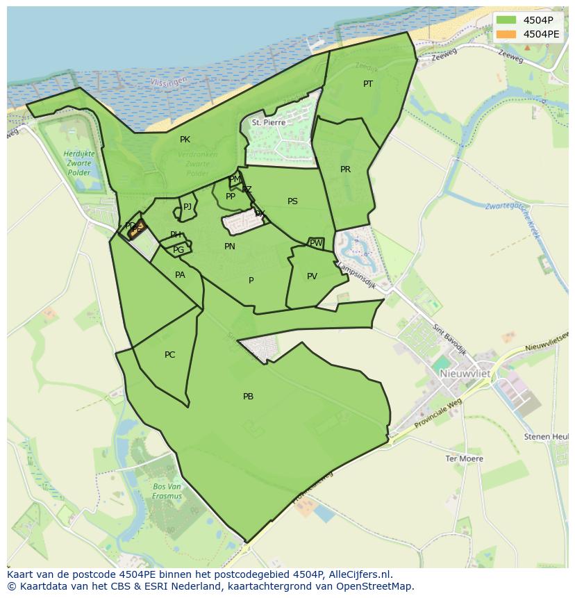 Afbeelding van het postcodegebied 4504 PE op de kaart.