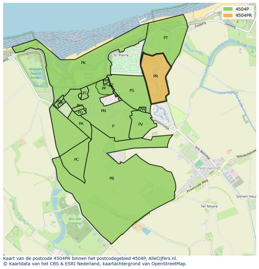 Afbeelding van het postcodegebied 4504 PR op de kaart.