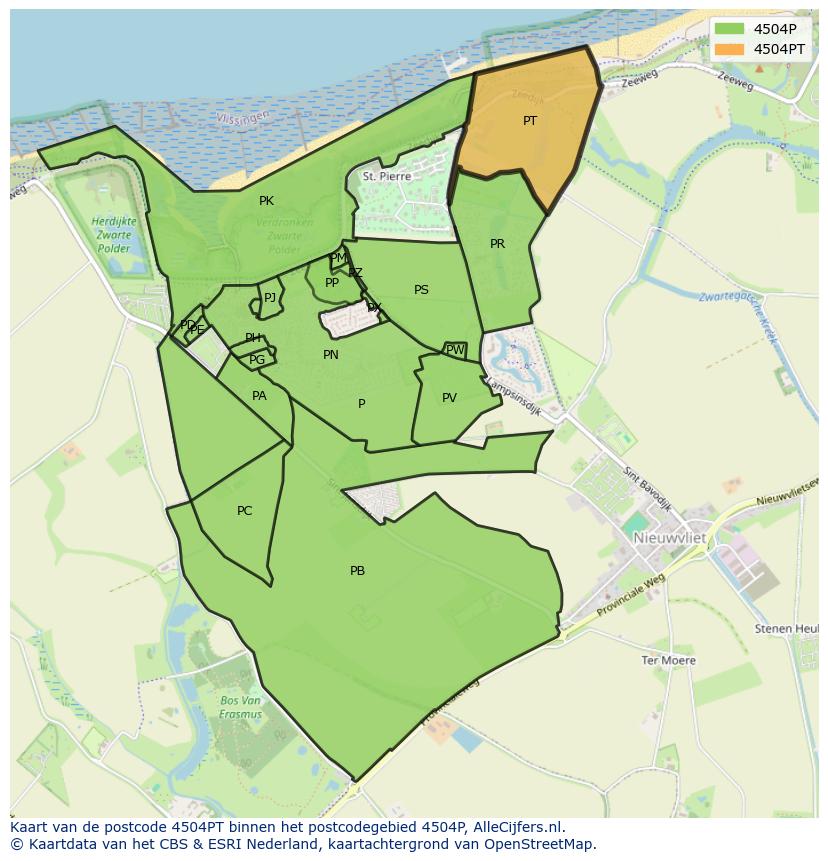 Afbeelding van het postcodegebied 4504 PT op de kaart.