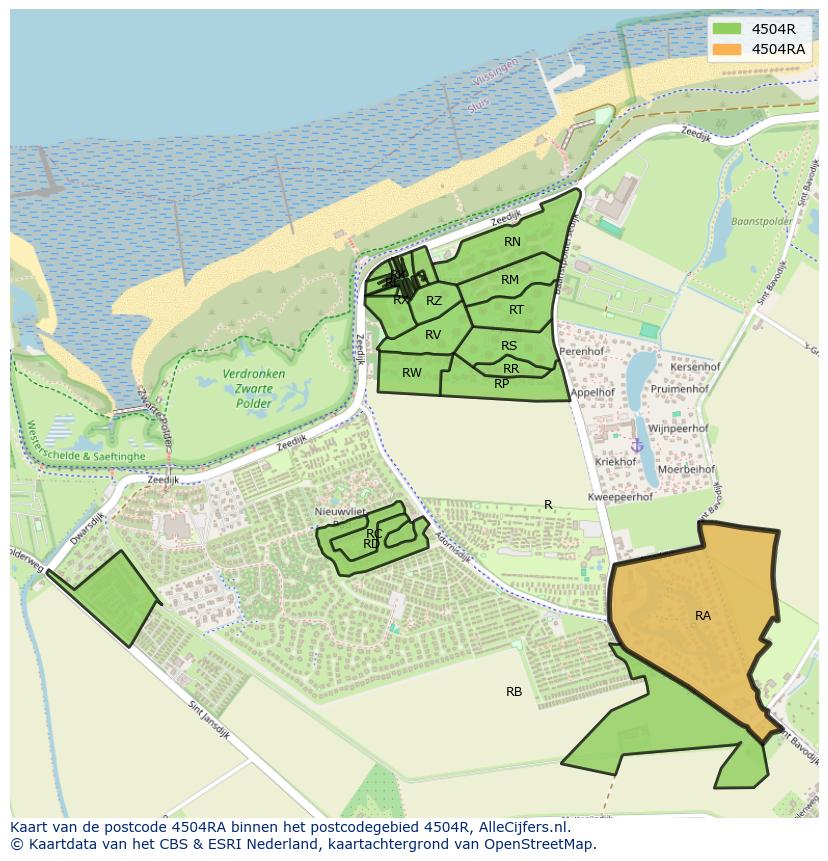 Afbeelding van het postcodegebied 4504 RA op de kaart.