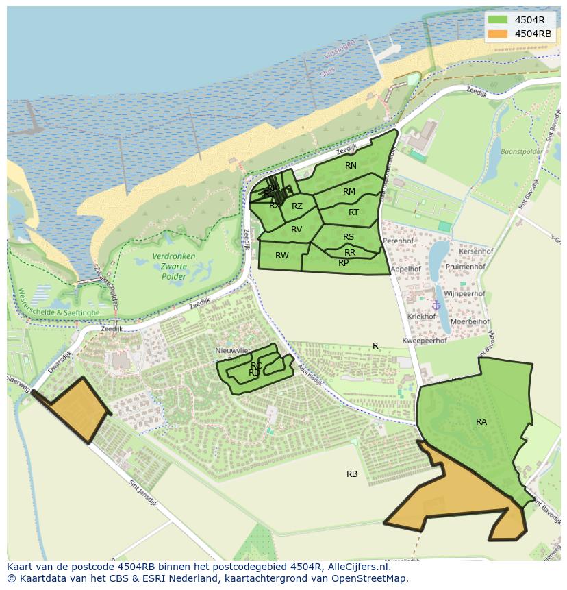 Afbeelding van het postcodegebied 4504 RB op de kaart.