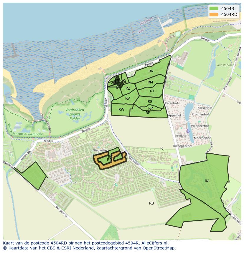 Afbeelding van het postcodegebied 4504 RD op de kaart.