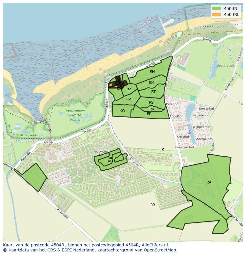 Afbeelding van het postcodegebied 4504 RL op de kaart.