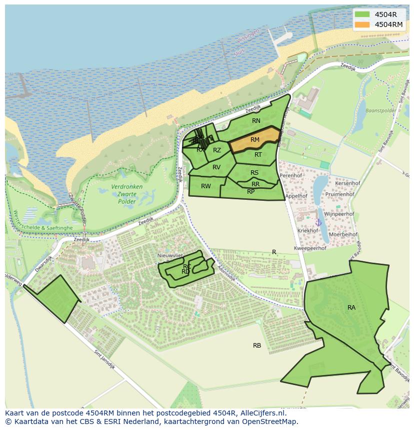 Afbeelding van het postcodegebied 4504 RM op de kaart.