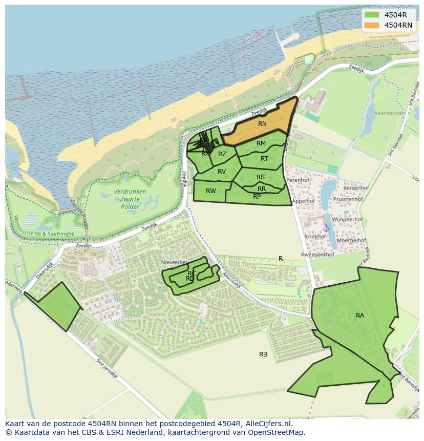 Afbeelding van het postcodegebied 4504 RN op de kaart.