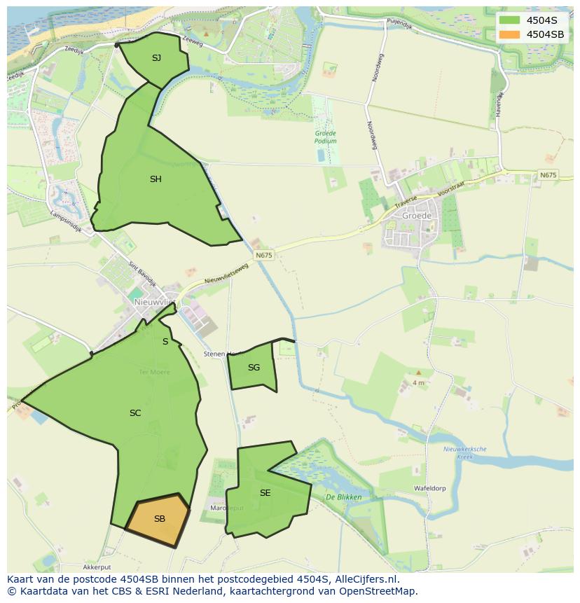 Afbeelding van het postcodegebied 4504 SB op de kaart.