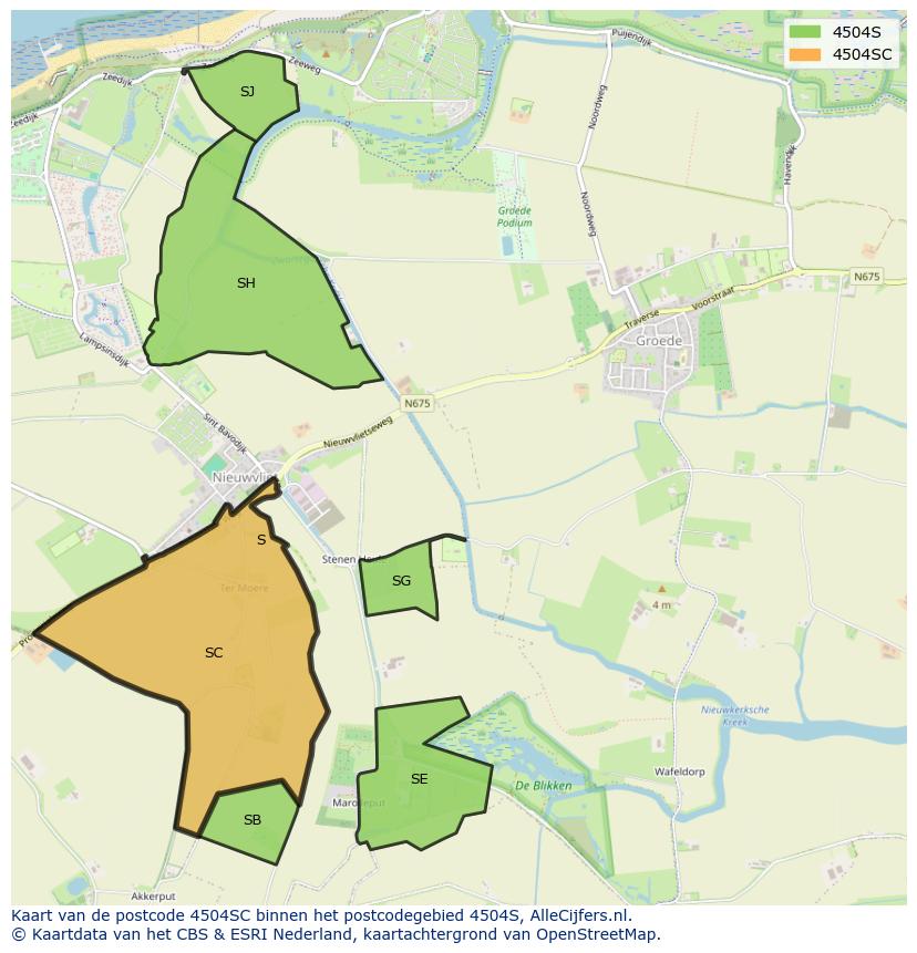 Afbeelding van het postcodegebied 4504 SC op de kaart.