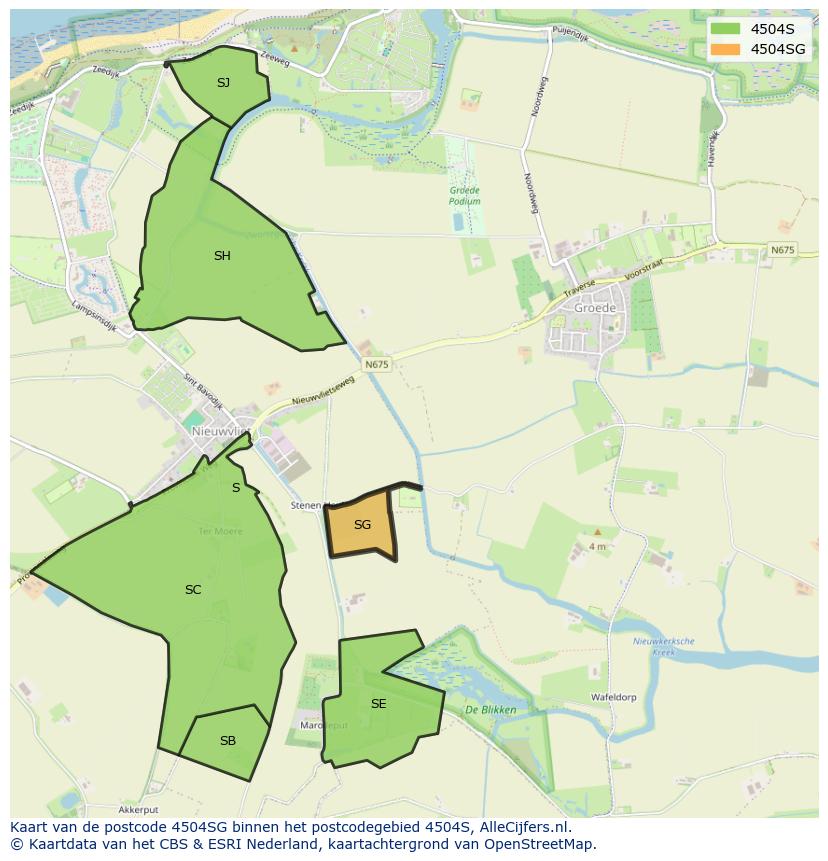 Afbeelding van het postcodegebied 4504 SG op de kaart.