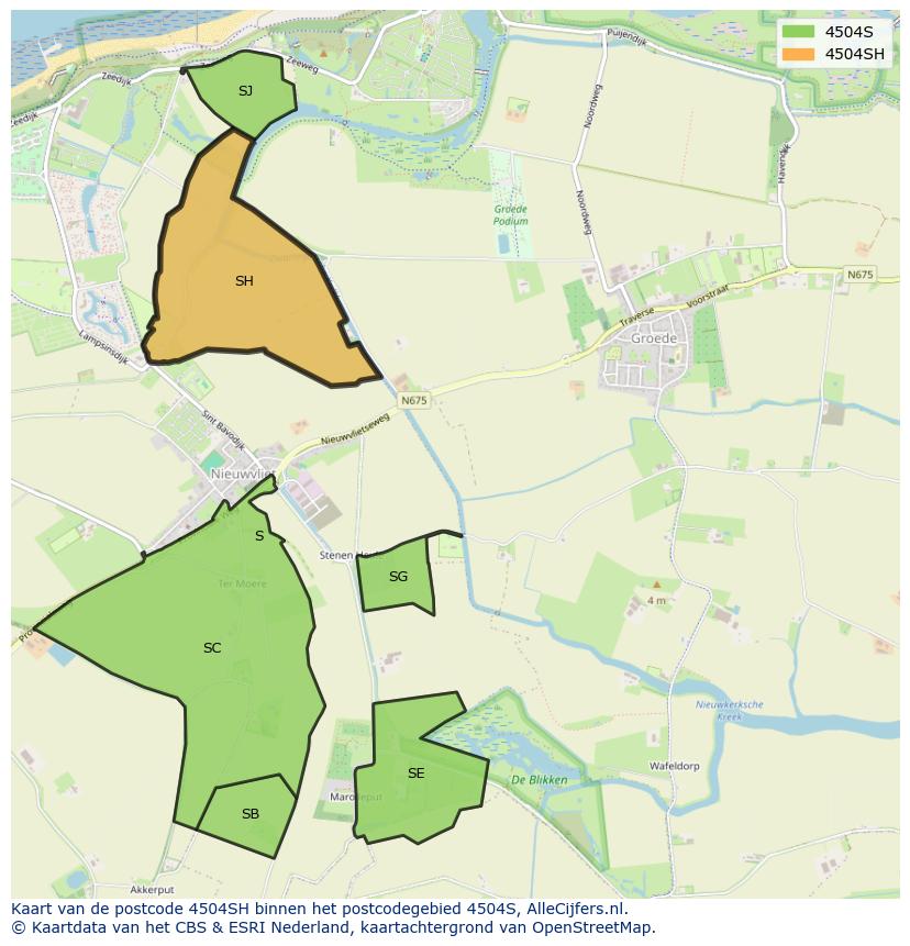 Afbeelding van het postcodegebied 4504 SH op de kaart.