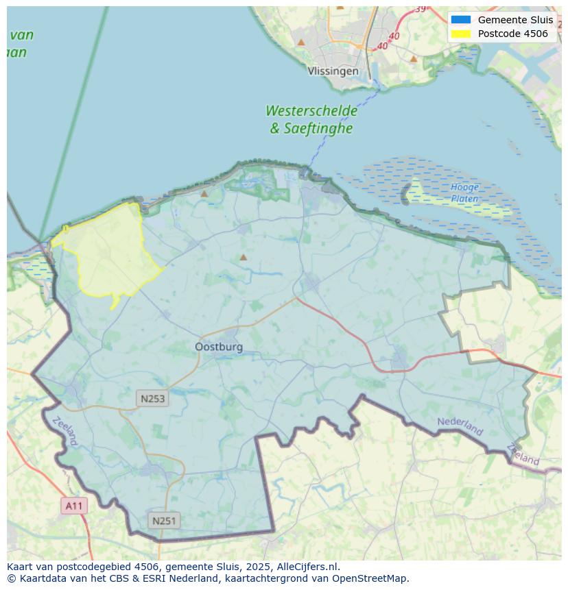 Afbeelding van het postcodegebied 4506 op de kaart.