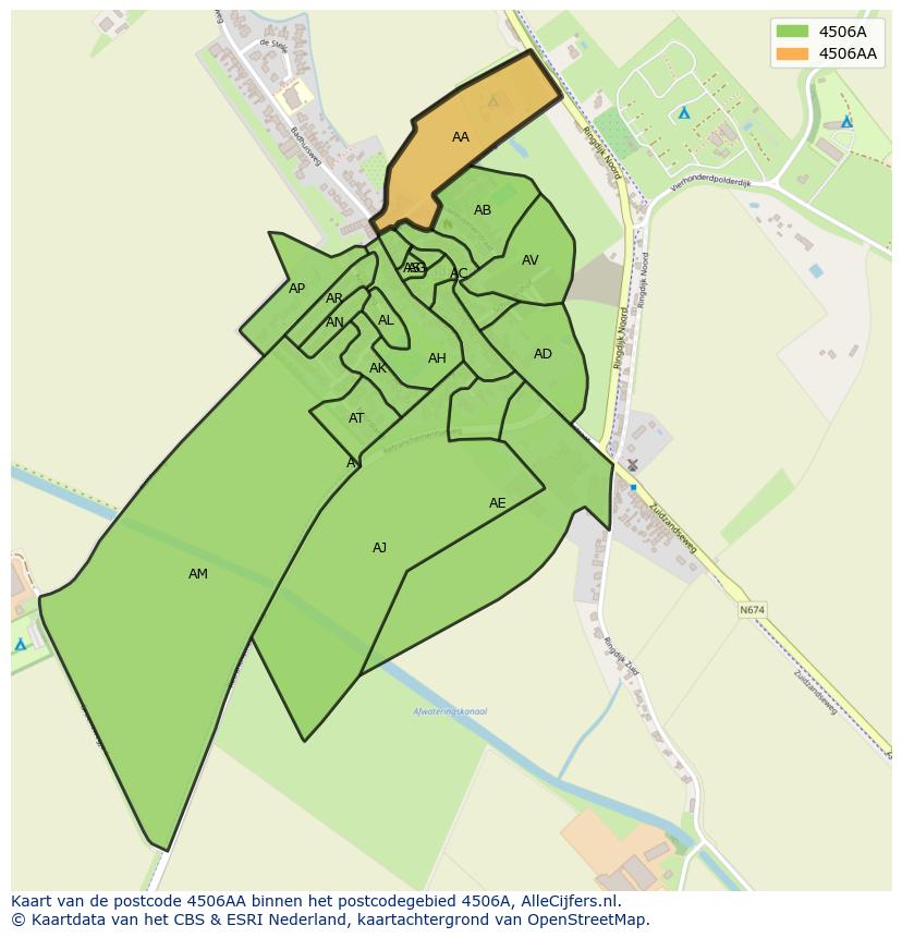 Afbeelding van het postcodegebied 4506 AA op de kaart.