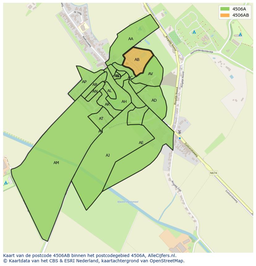 Afbeelding van het postcodegebied 4506 AB op de kaart.