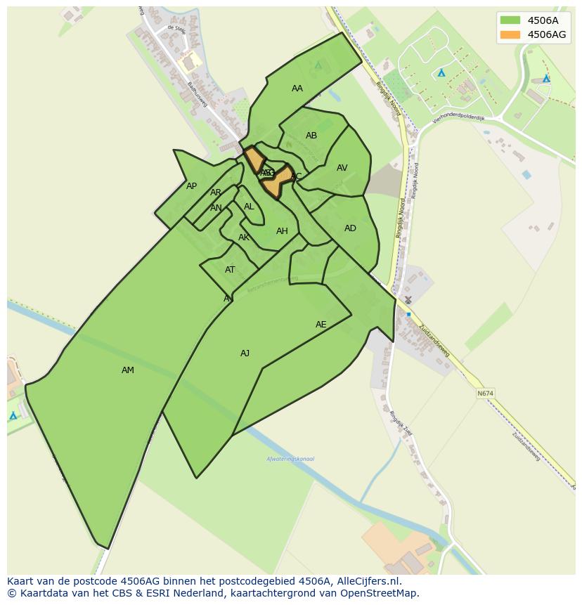Afbeelding van het postcodegebied 4506 AG op de kaart.