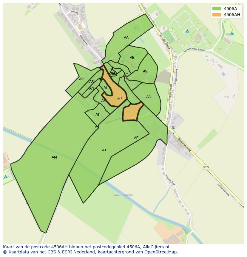Afbeelding van het postcodegebied 4506 AH op de kaart.