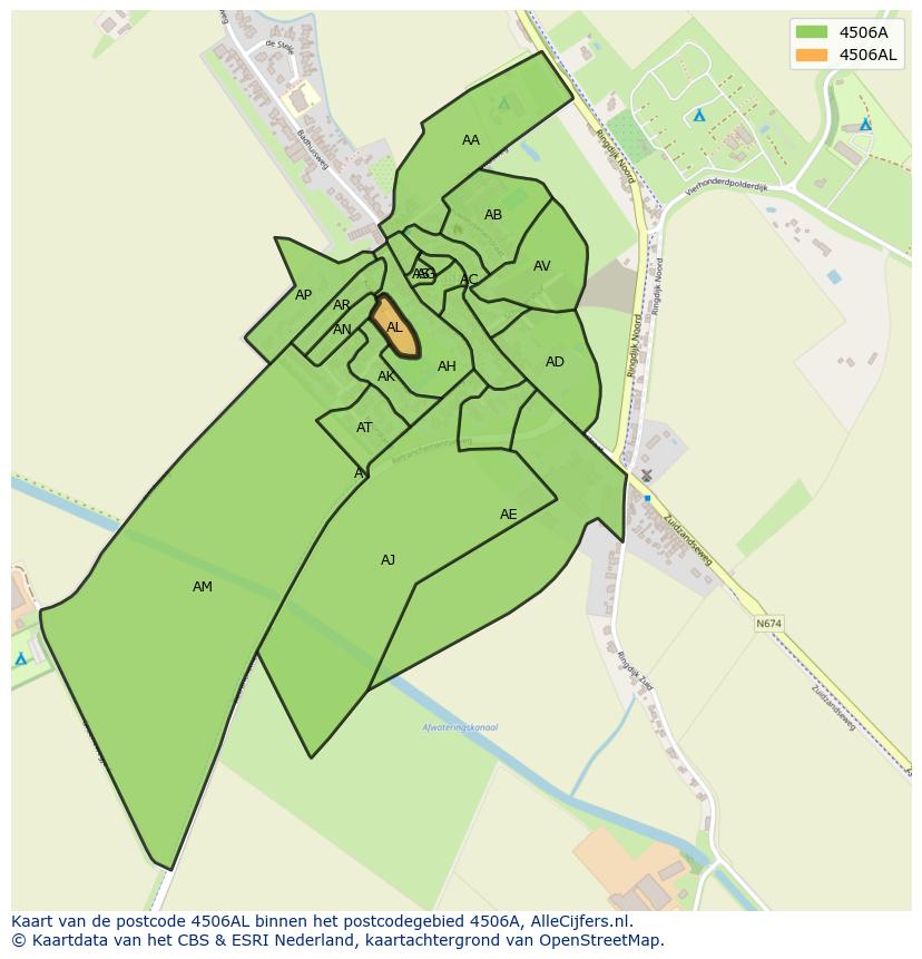 Afbeelding van het postcodegebied 4506 AL op de kaart.