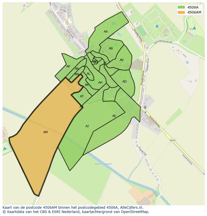 Afbeelding van het postcodegebied 4506 AM op de kaart.