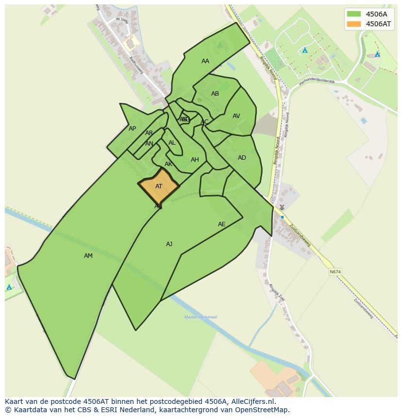 Afbeelding van het postcodegebied 4506 AT op de kaart.