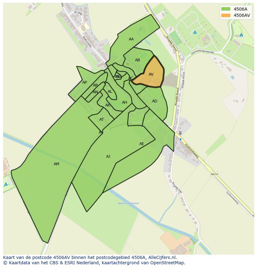 Afbeelding van het postcodegebied 4506 AV op de kaart.