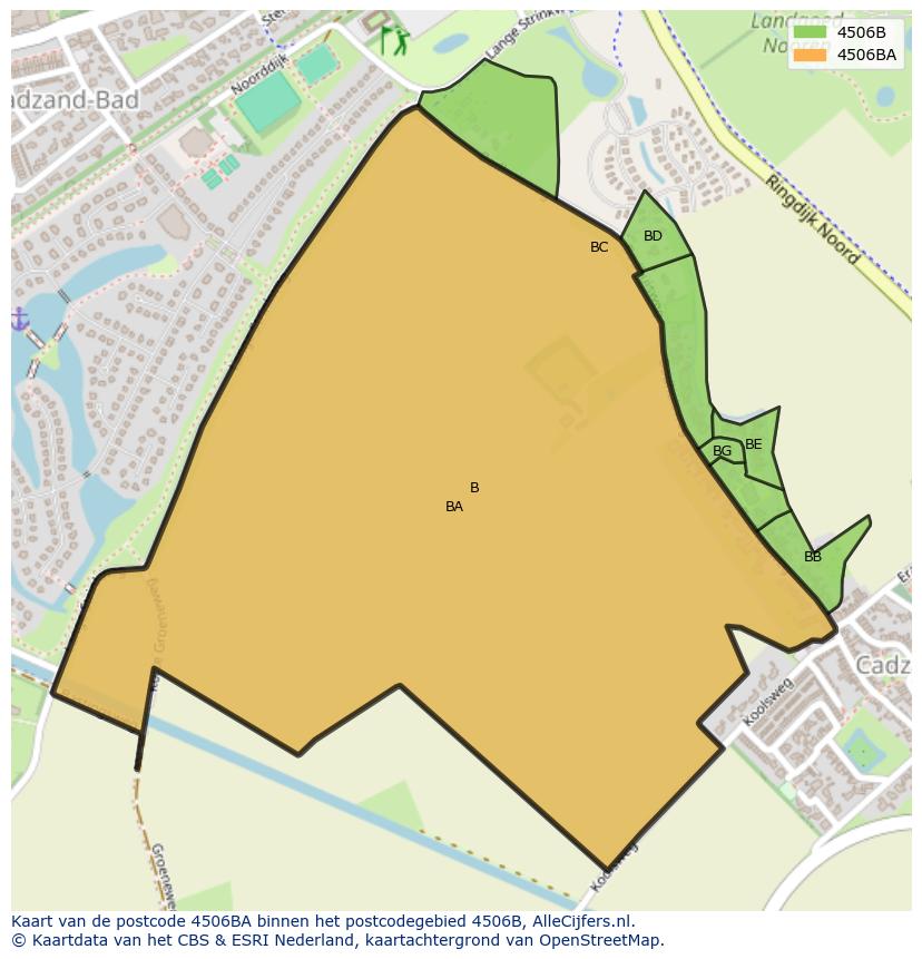 Afbeelding van het postcodegebied 4506 BA op de kaart.
