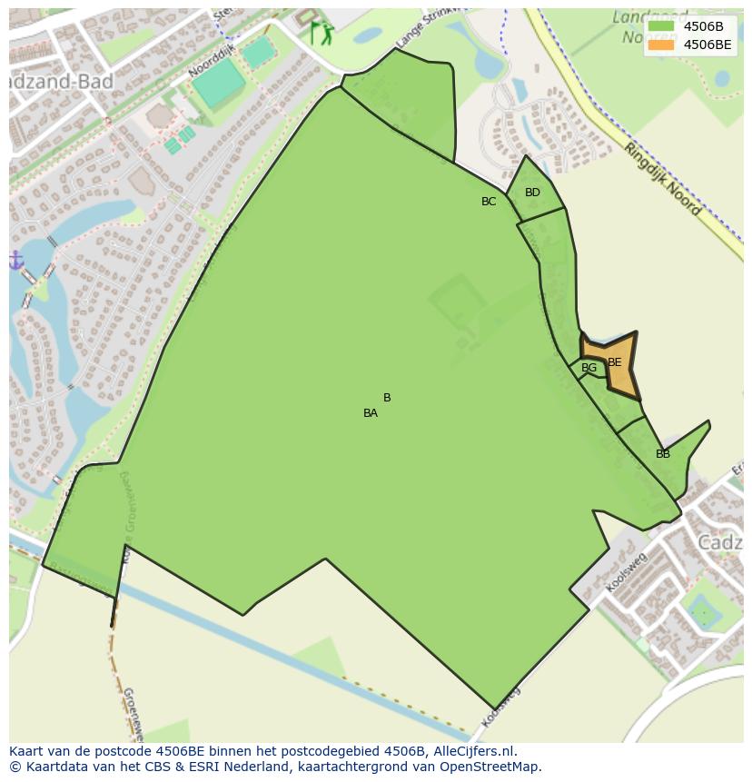 Afbeelding van het postcodegebied 4506 BE op de kaart.
