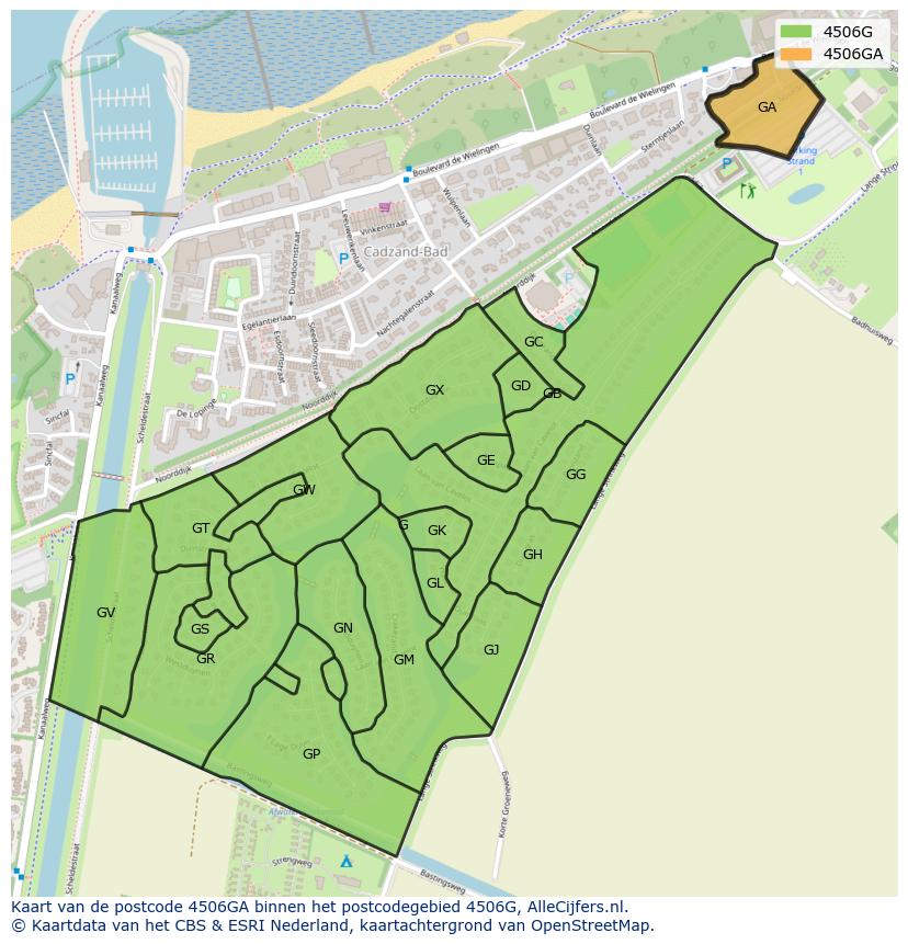 Afbeelding van het postcodegebied 4506 GA op de kaart.
