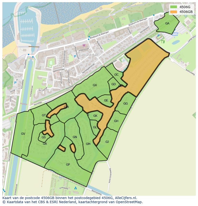 Afbeelding van het postcodegebied 4506 GB op de kaart.
