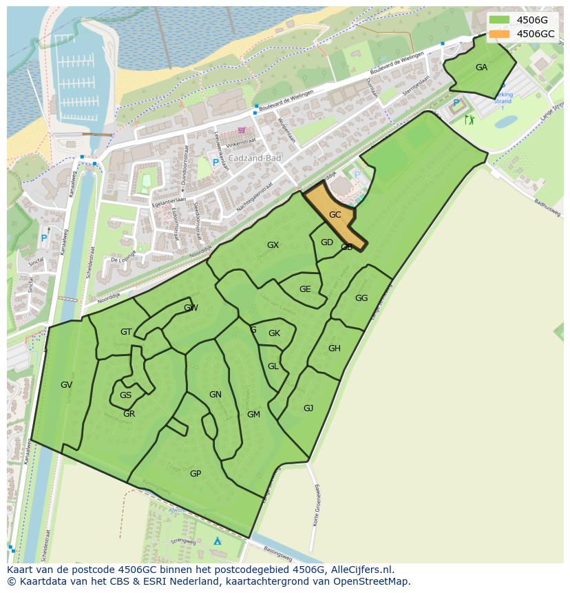Afbeelding van het postcodegebied 4506 GC op de kaart.