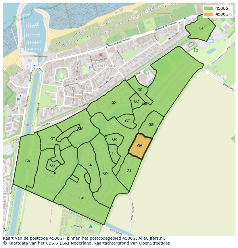 Afbeelding van het postcodegebied 4506 GH op de kaart.