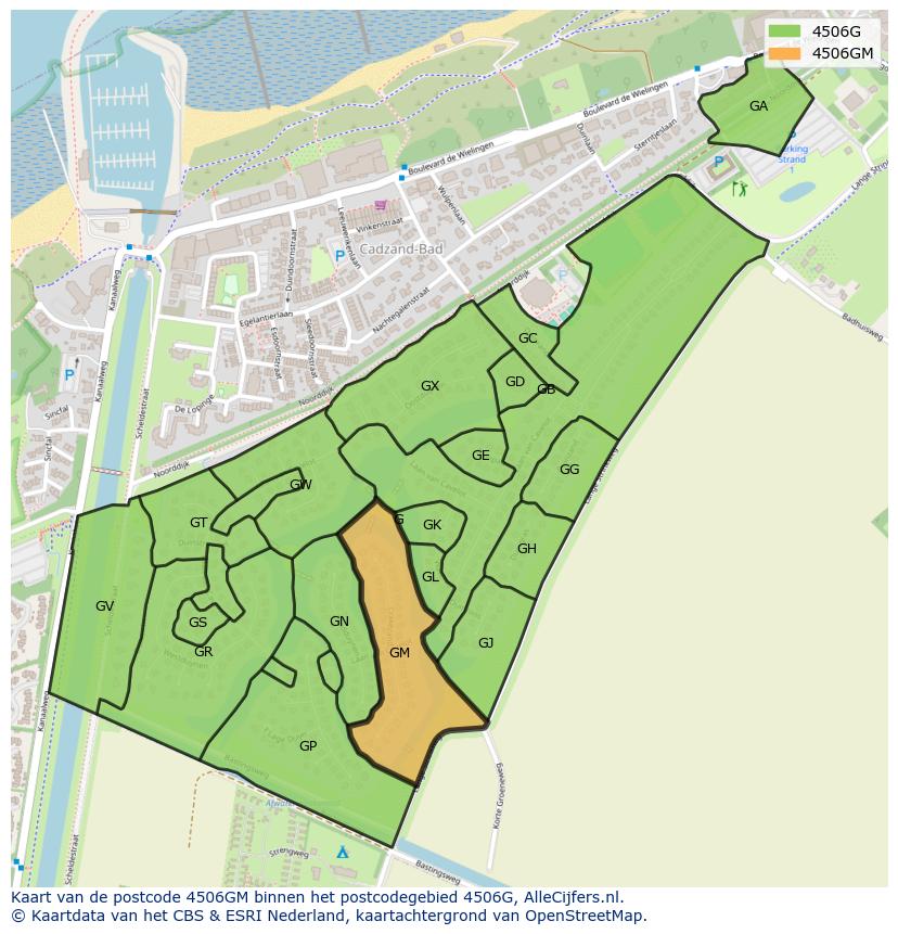 Afbeelding van het postcodegebied 4506 GM op de kaart.