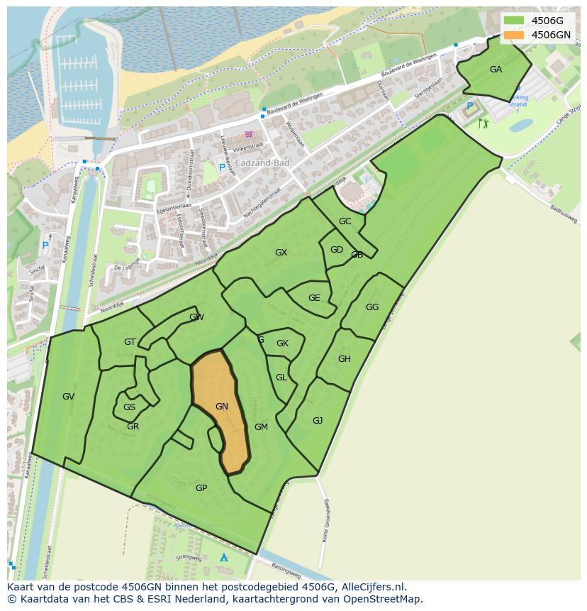 Afbeelding van het postcodegebied 4506 GN op de kaart.