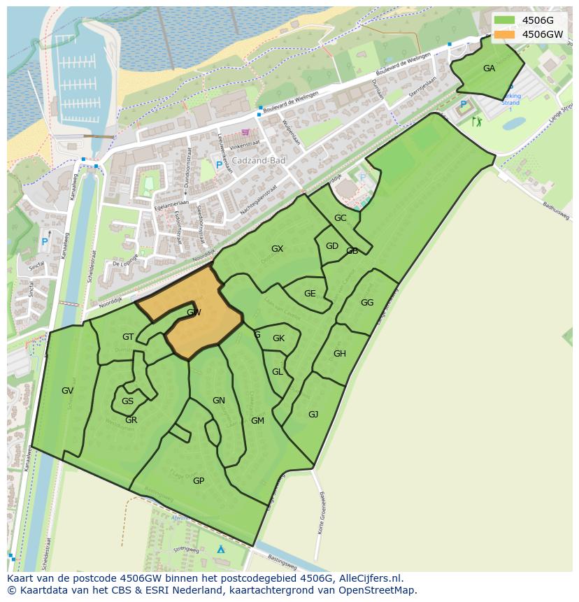 Afbeelding van het postcodegebied 4506 GW op de kaart.