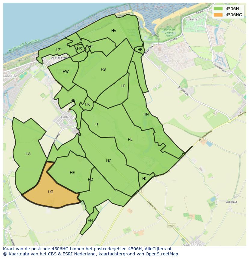 Afbeelding van het postcodegebied 4506 HG op de kaart.