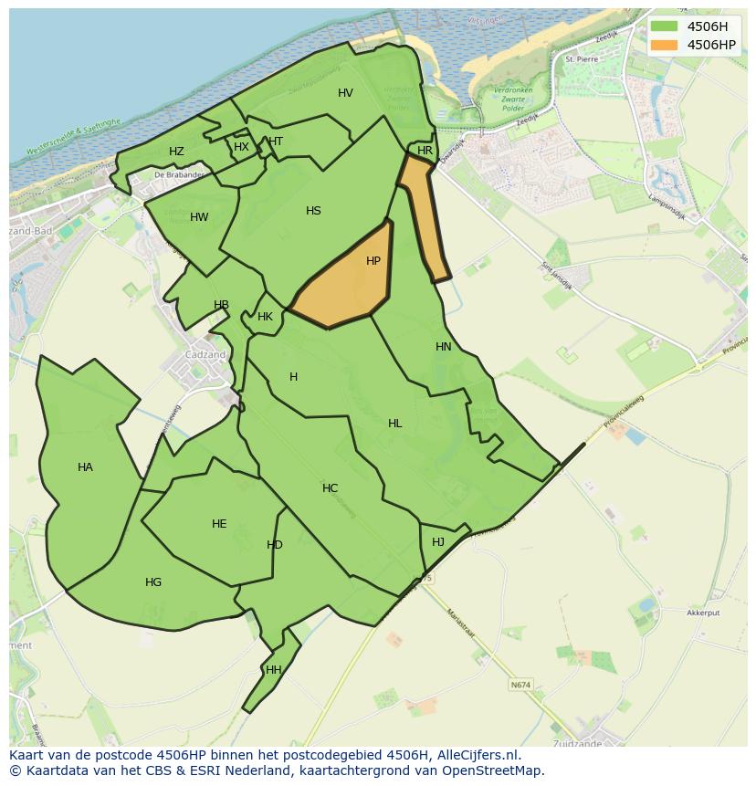 Afbeelding van het postcodegebied 4506 HP op de kaart.