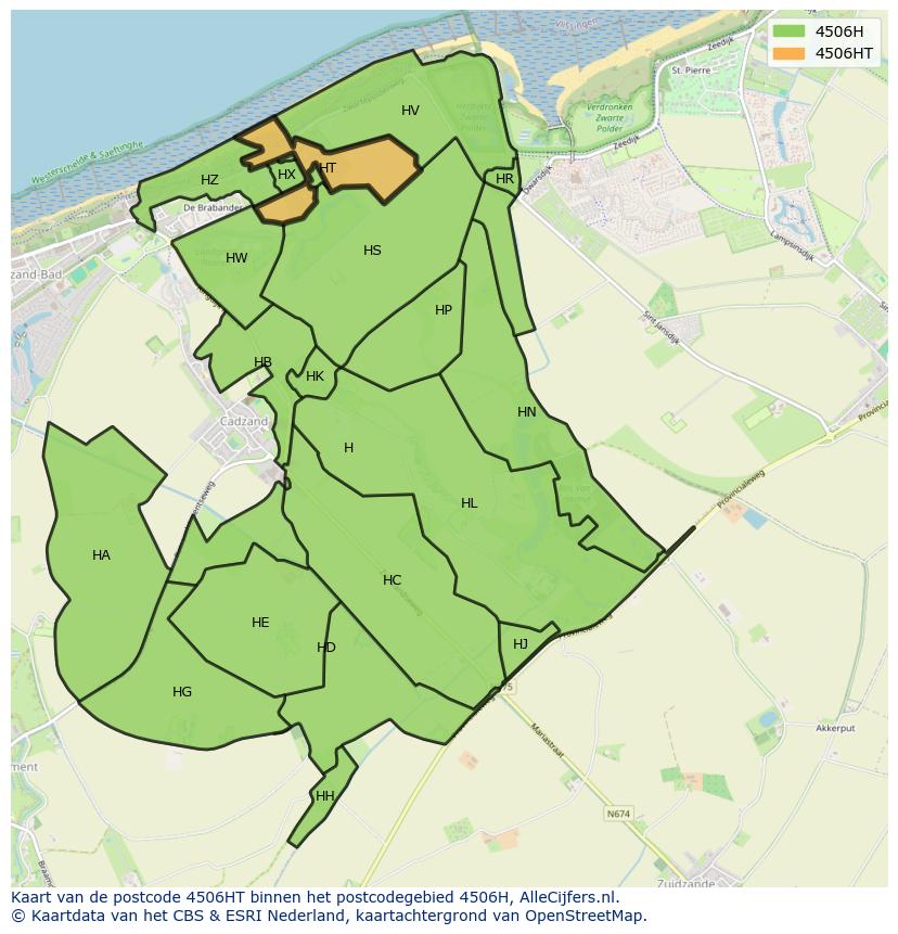 Afbeelding van het postcodegebied 4506 HT op de kaart.