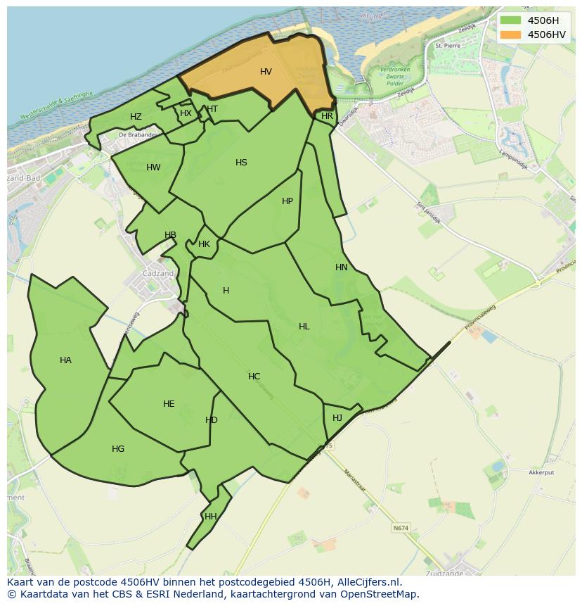 Afbeelding van het postcodegebied 4506 HV op de kaart.
