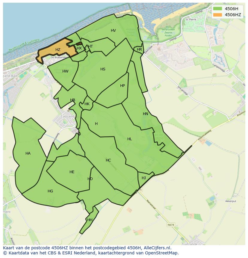 Afbeelding van het postcodegebied 4506 HZ op de kaart.